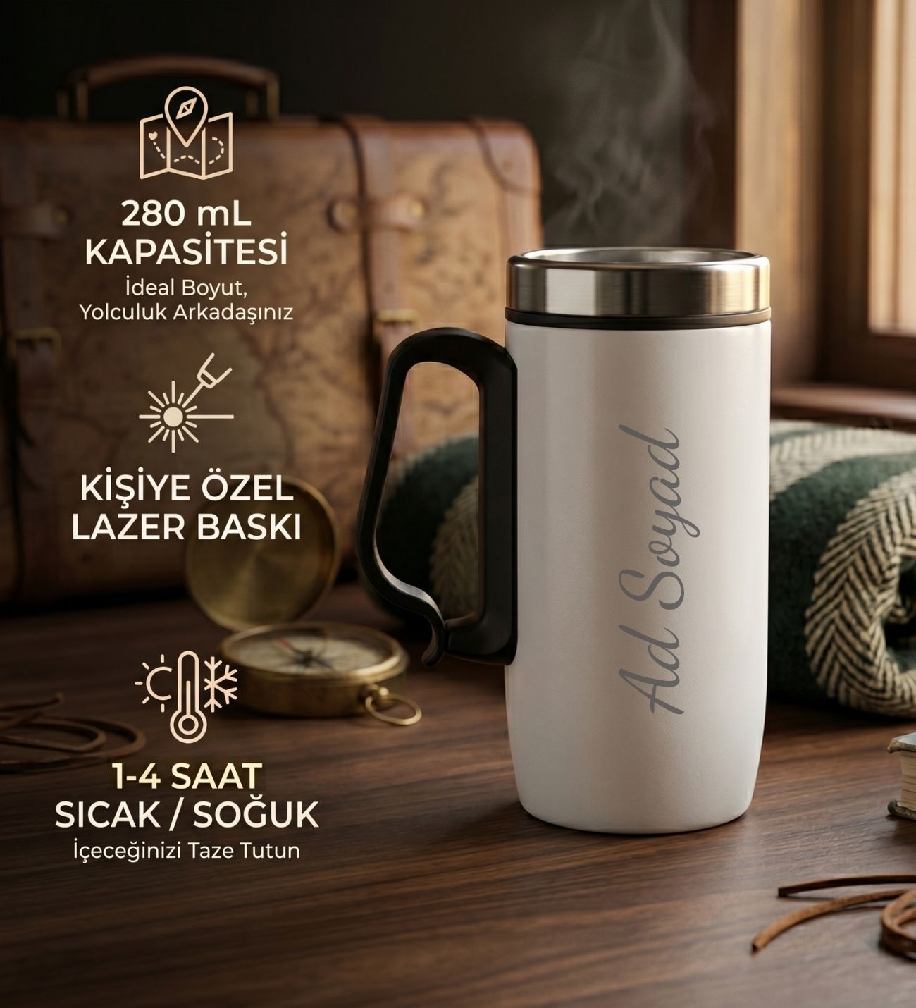 Kişiye Özel İsim Baskılı Hediyelik Bardak Termos 280 ml – Paslanmaz Çelik