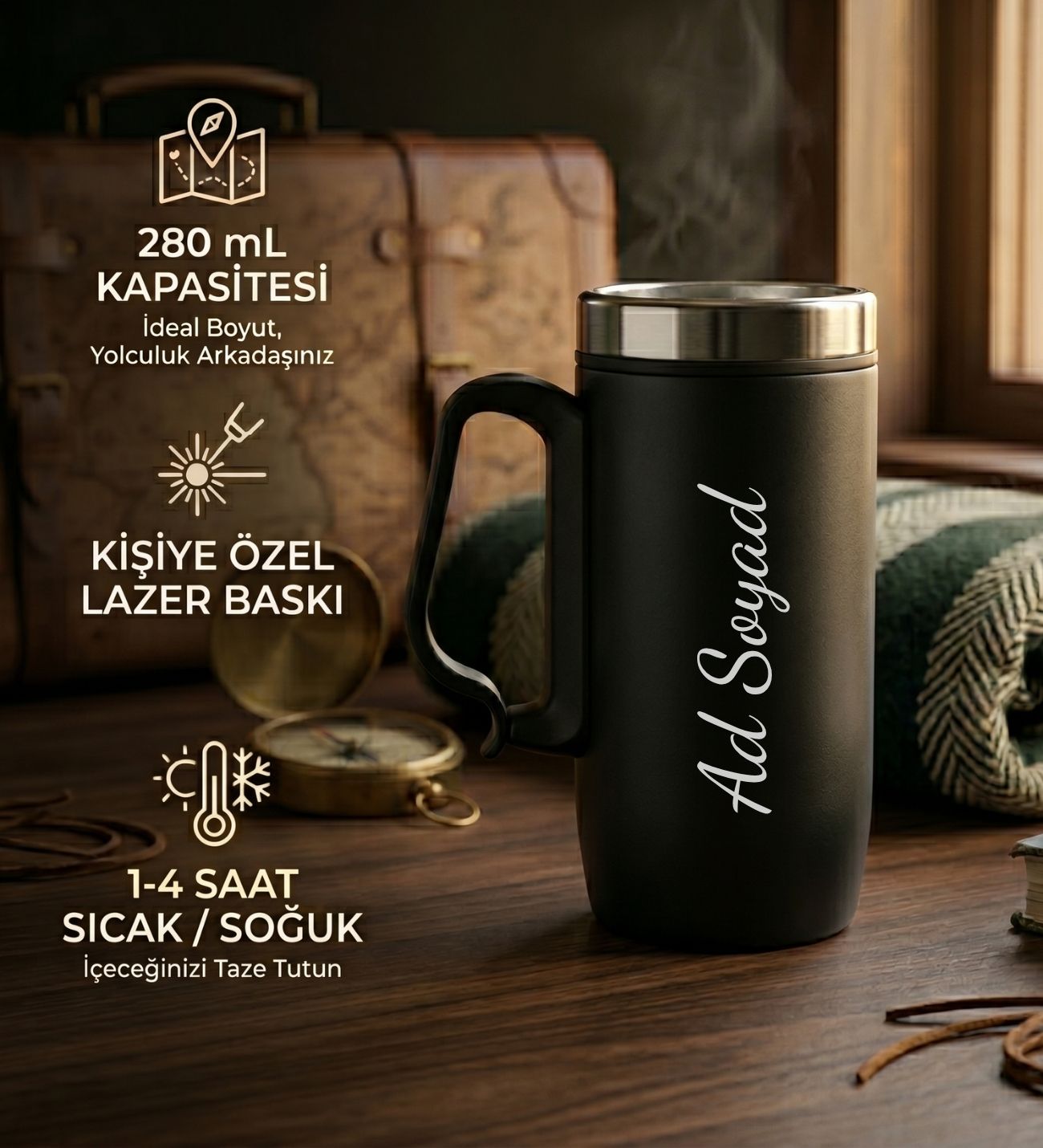 Kişiye Özel İsim Baskılı Hediyelik Bardak Termos 280 ml – Paslanmaz Çelik
