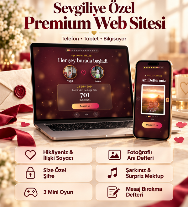 Sevgiliye Premium Dijital Hatıra Sayfası – Kişiye Özel Web Sitesi Hediyesi