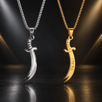 Zülfikar Figürlü Unisex Zincir Kolye – Gold & Gümüş Renk Seçenekli