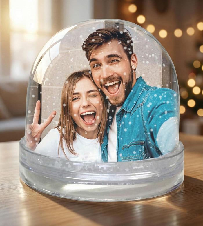 Anılarımız Kişiye Özel Çift Taraflı Fotoğraflı Kar Küresi - 9 cm