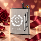 Kişiye Özel USB Şarjlı Çakmaklı Sigara Tabakası – Lazer İsim Baskılı Metal Tabaka