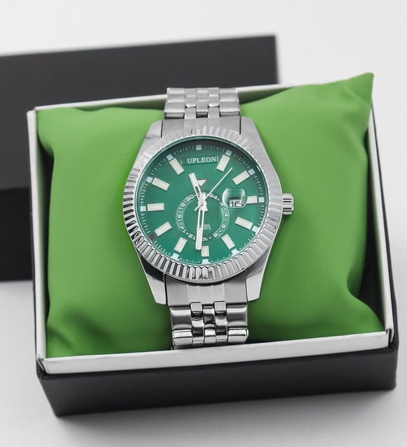 Erkek Sevgiliye Kişiye Özel Green Prestige Saat Cüzdan Çakmak Hediye Seti