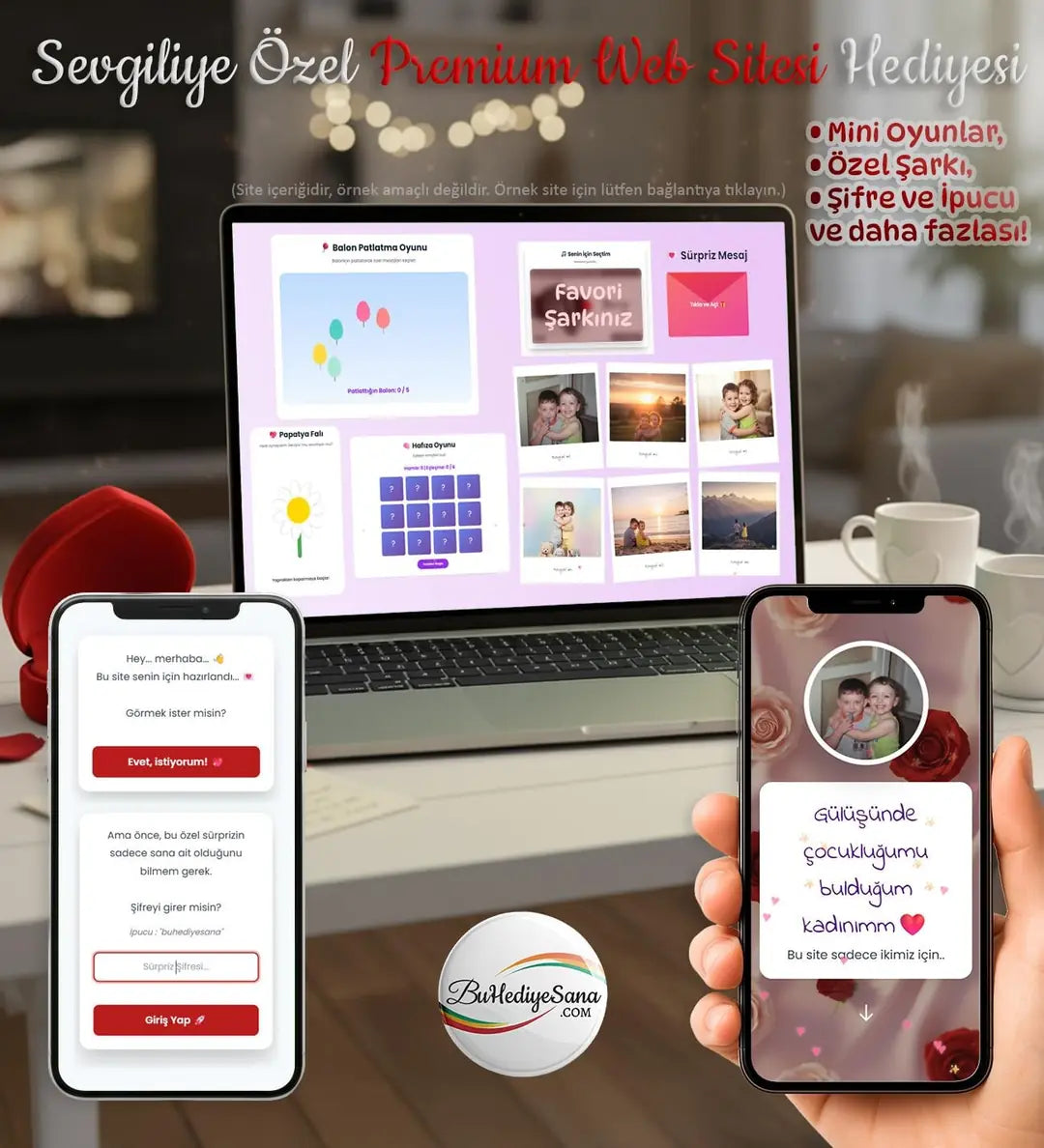 Sevgiliye Premium Dijital Hatıra Sayfası – Kişiye Özel Web Sitesi Hediyesi