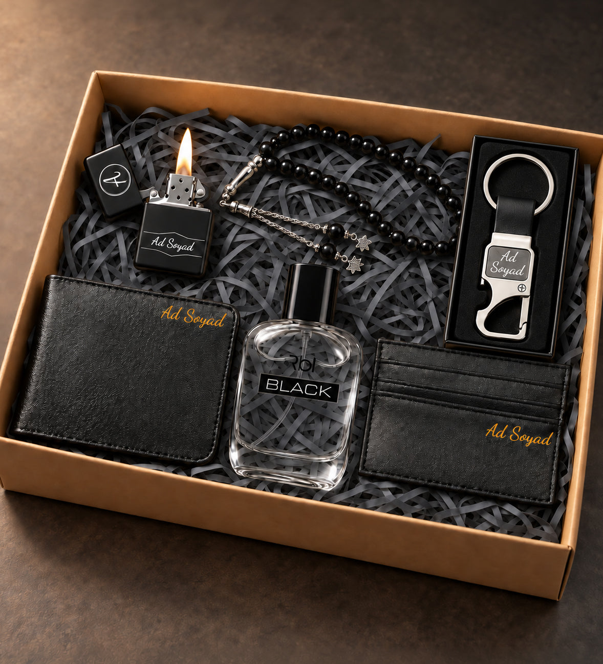Erkek Sevgiliye Kişiye Özel Black Signature Hediye Seti