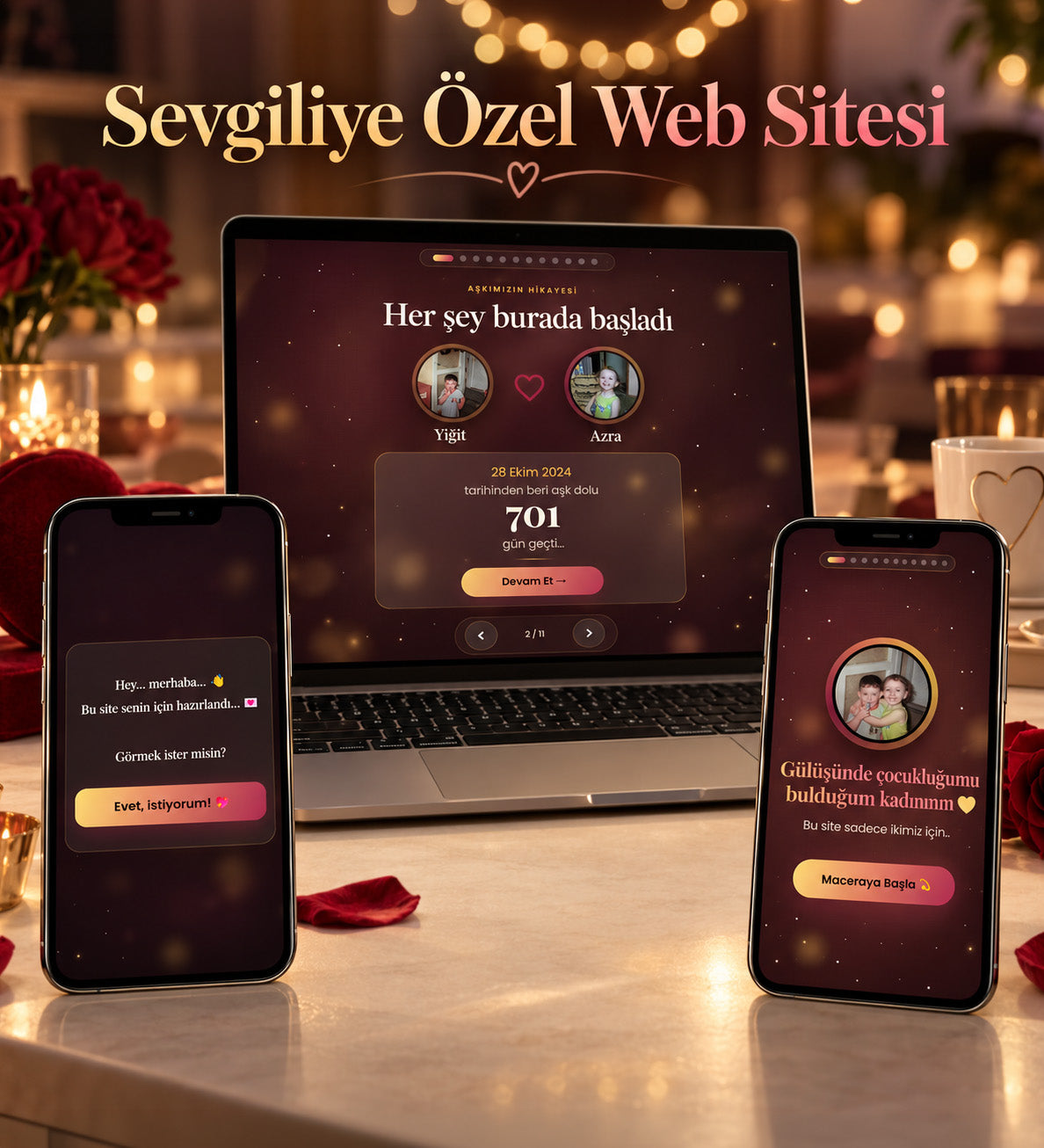 Sevgiliye Premium Dijital Hatıra Sayfası – Kişiye Özel Web Sitesi Hediyesi