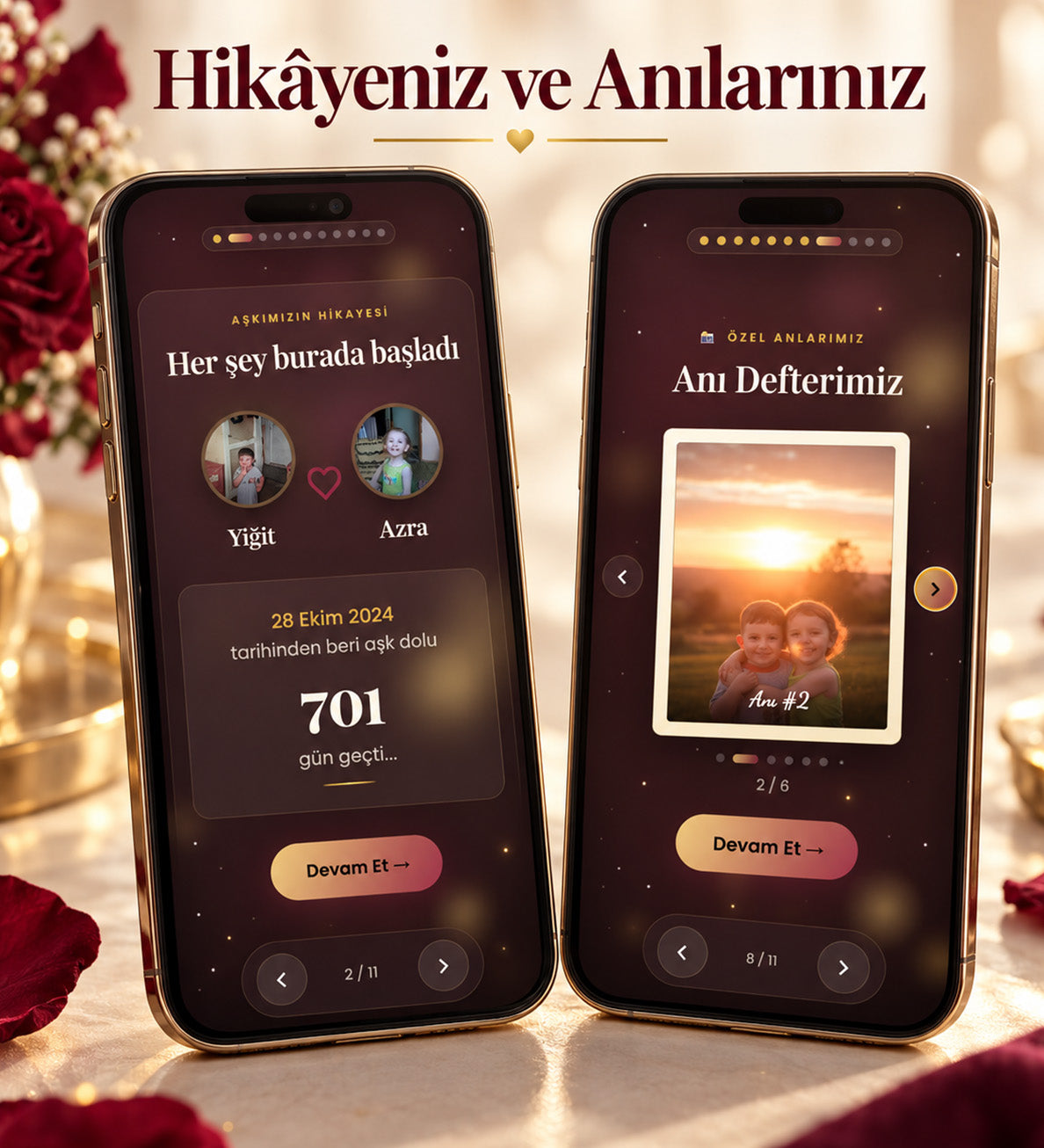 Sevgiliye Premium Dijital Hatıra Sayfası – Kişiye Özel Web Sitesi Hediyesi