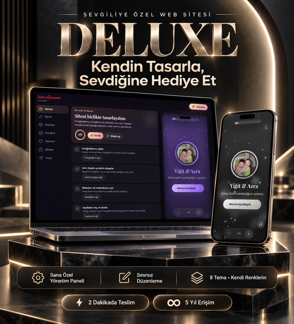 Sevgiliye Deluxe Yönetici Panelli Dijital Hatıra Sayfası – Kendin Tasarla, İstediğin Zaman Güncelle | Kişiye Özel Web Sitesi Hediyesi