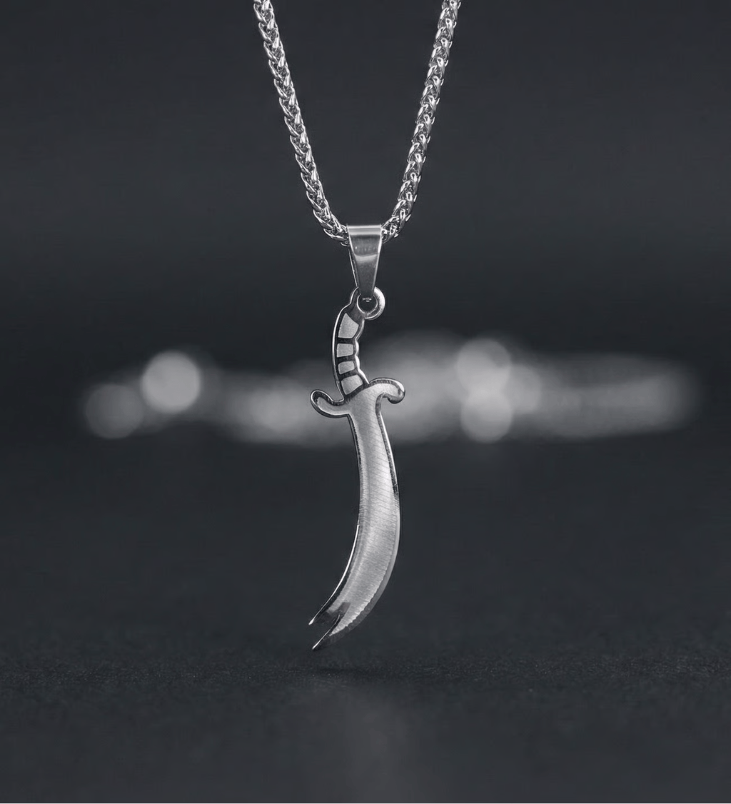 Zülfikar Figürlü Unisex Zincir Kolye – Gold & Gümüş Renk Seçenekli