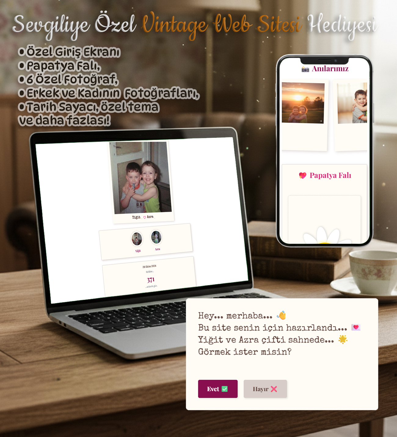 Sevgiliye Özel Web Sitesi Hediyesi - Vintage Temalı